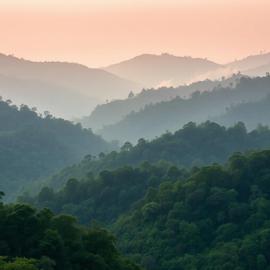 Layered forested hills of Buxa Tiger Reserve at dawn